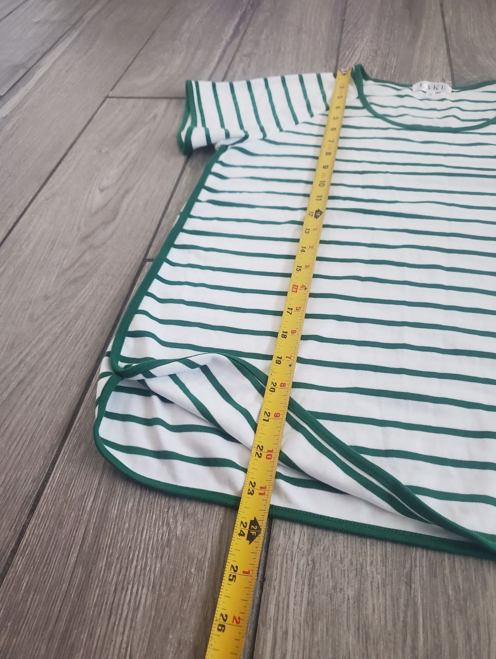 LAKE women's 100% pima cotton green white striped short sleeve pajama set size S - Picture 5 of 13